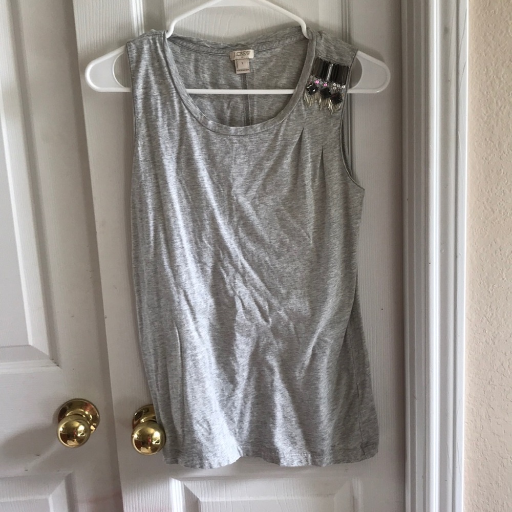 jcrew embellished grey tank